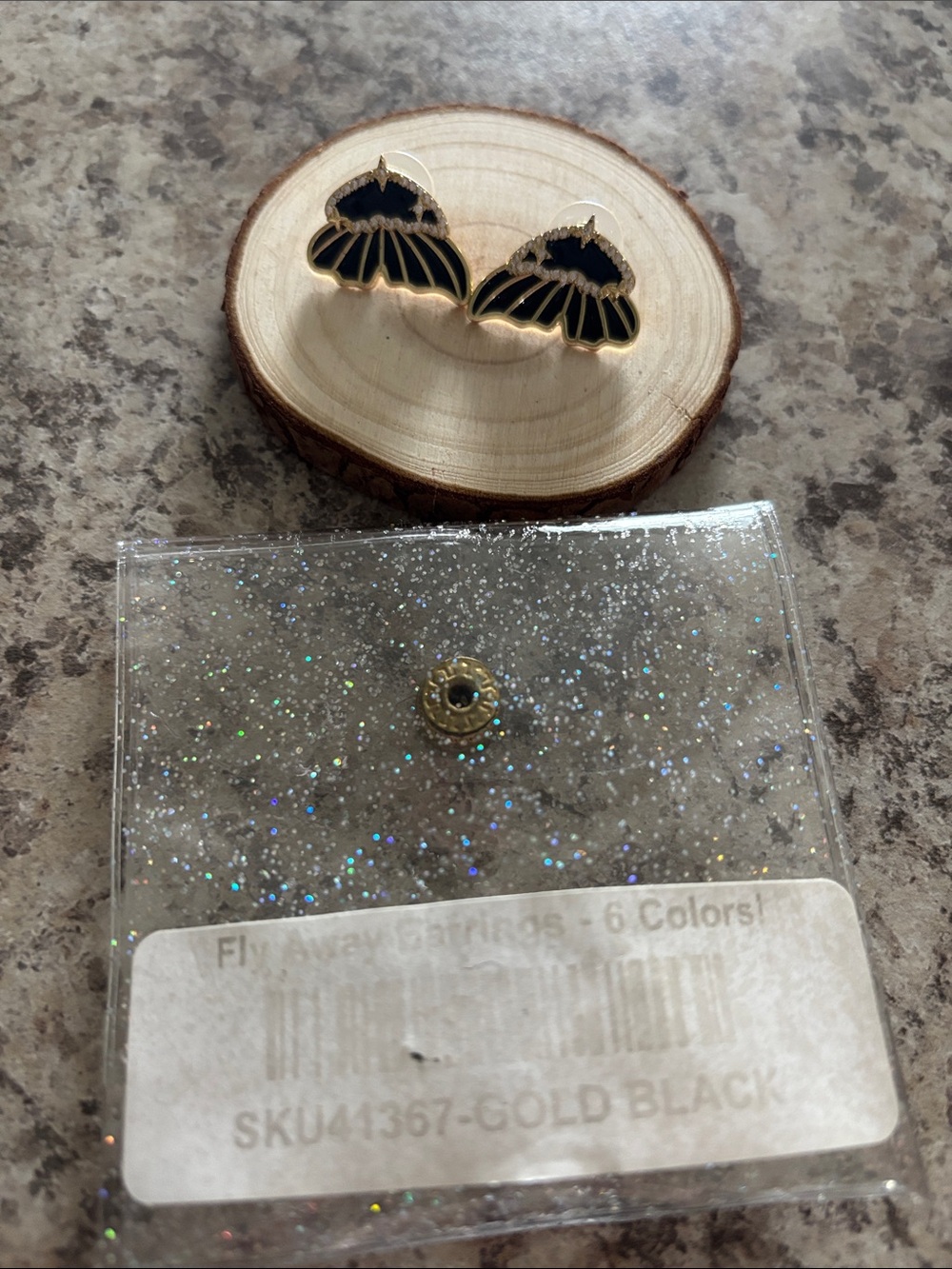 Gold and Black Fan Stud Earrings - Elegant Women’s Jewelry